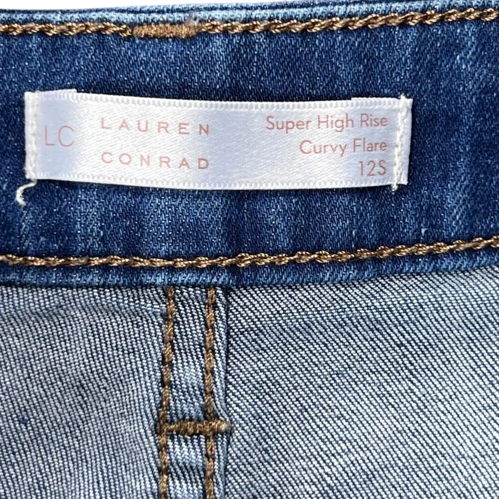 Lauren Conrad Jeans Super High Rise Curvy Flare 12S Blue Denim - Picture 5 of 12